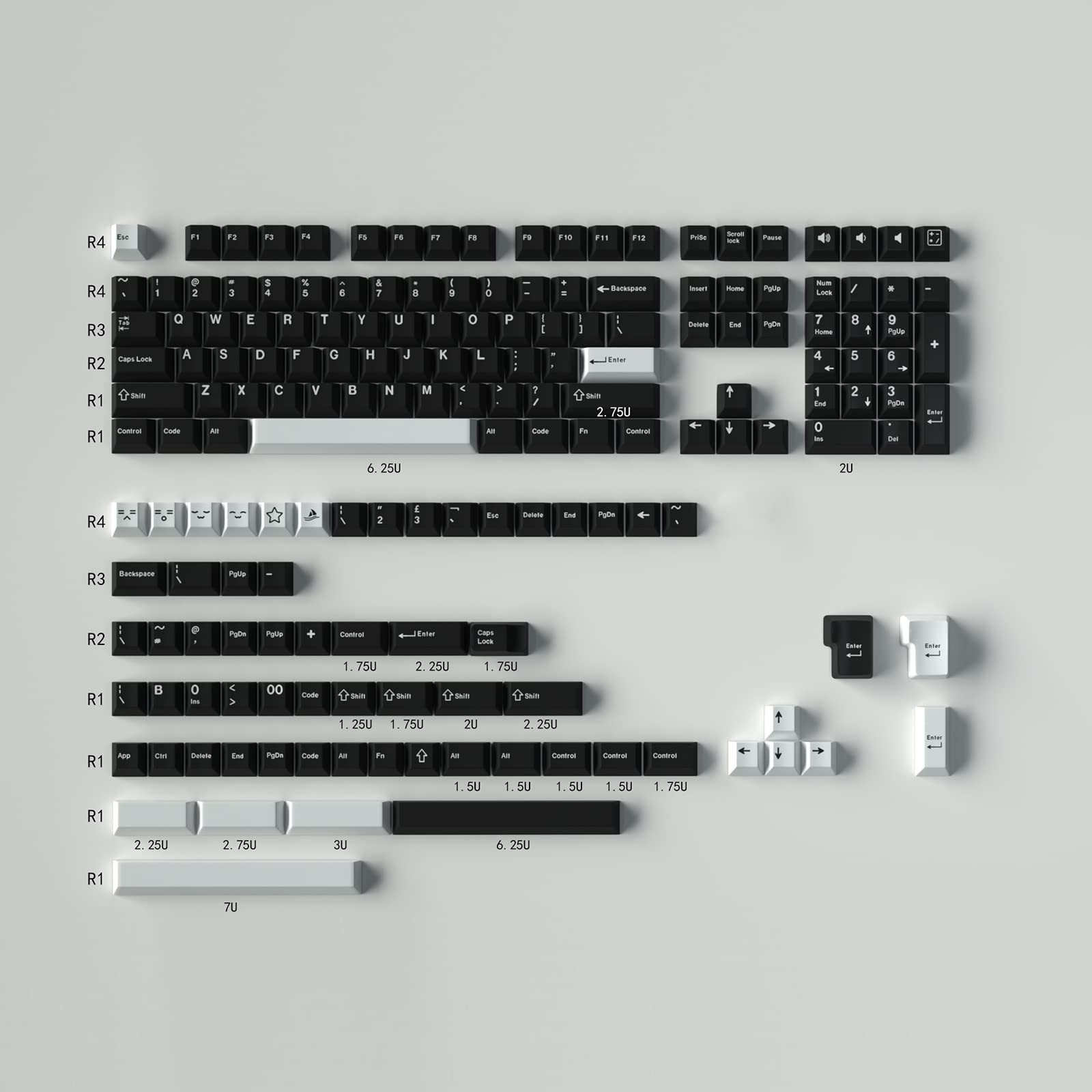 172 Keys WOB Keycaps Cherry Profile Double Shot Keycap Set Fits 60/65/95