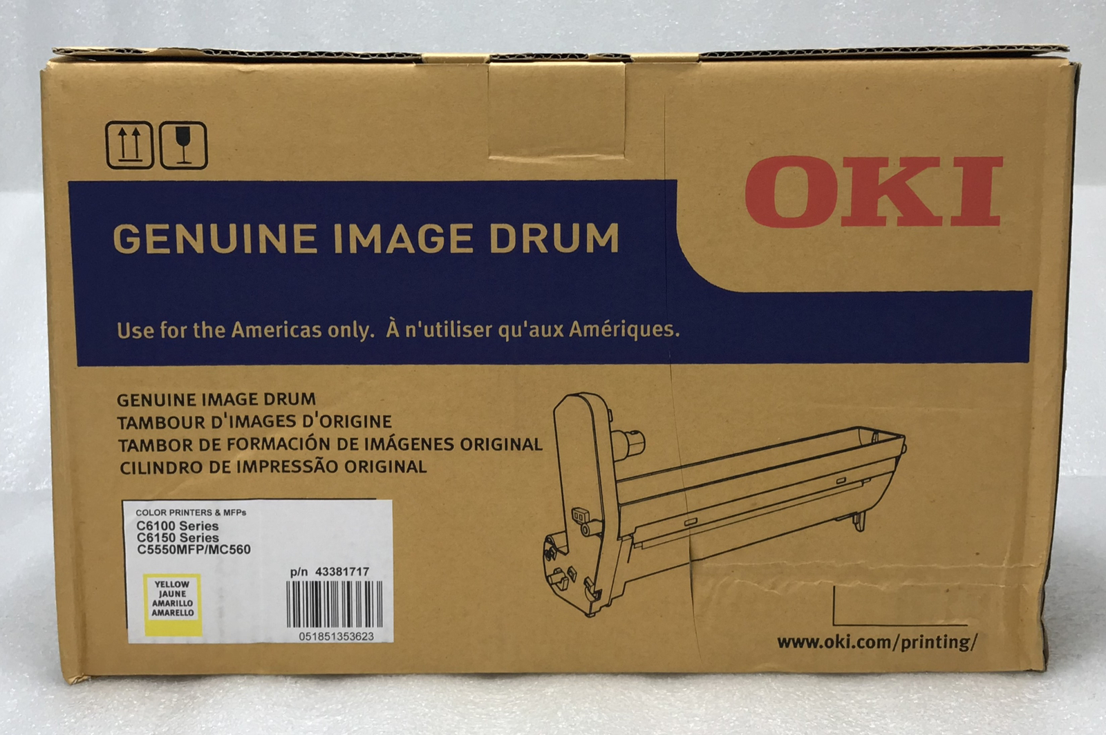 Genuine OKI Yellow Image Drum (43381717) C6100 & C6150 Series, C5550MFP, MC560