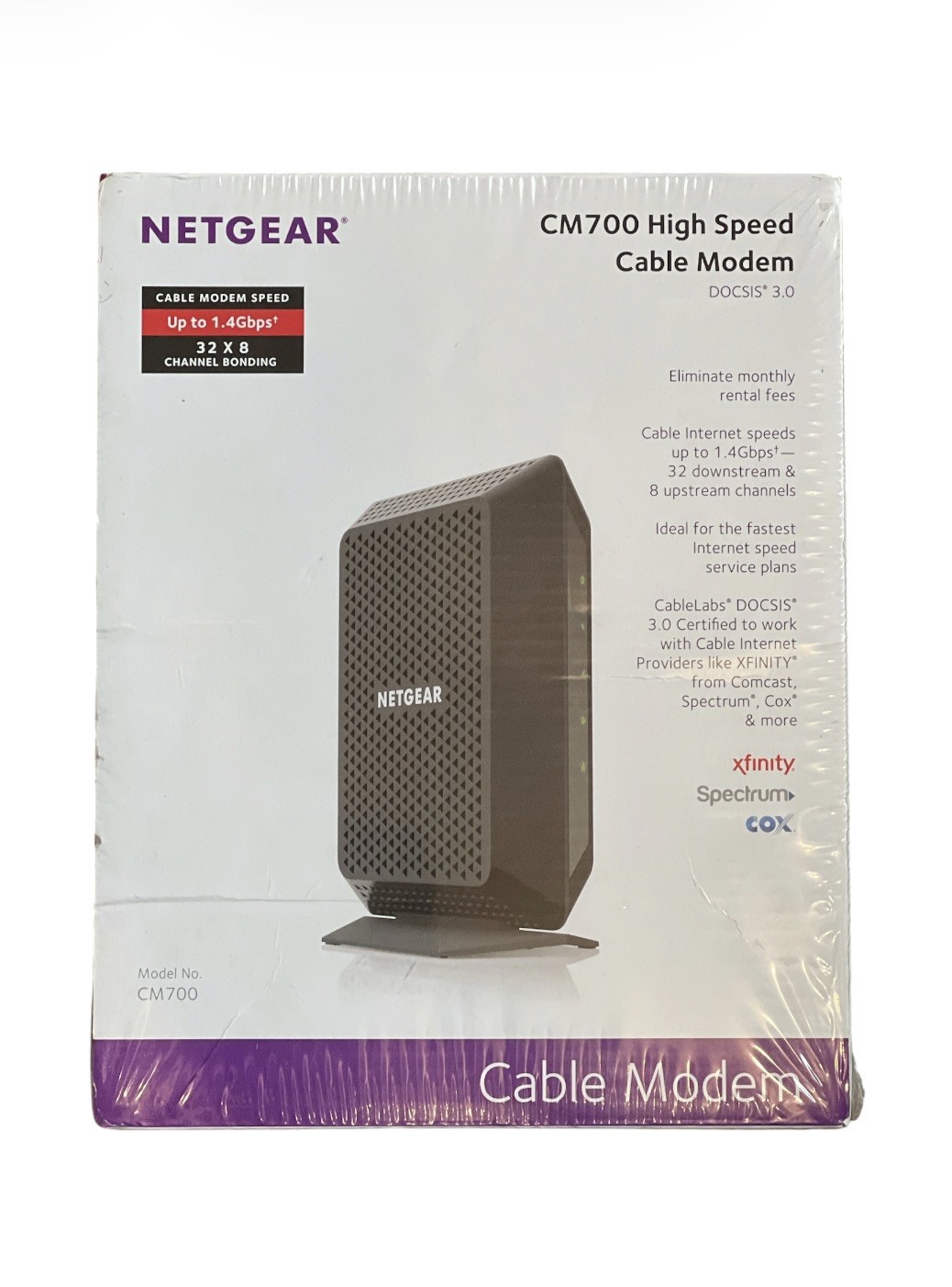 Netgear Cable Modem Black CM700 High Speed DOCSIS 3.0 1.4Gbps 32x8 New/Sealed
