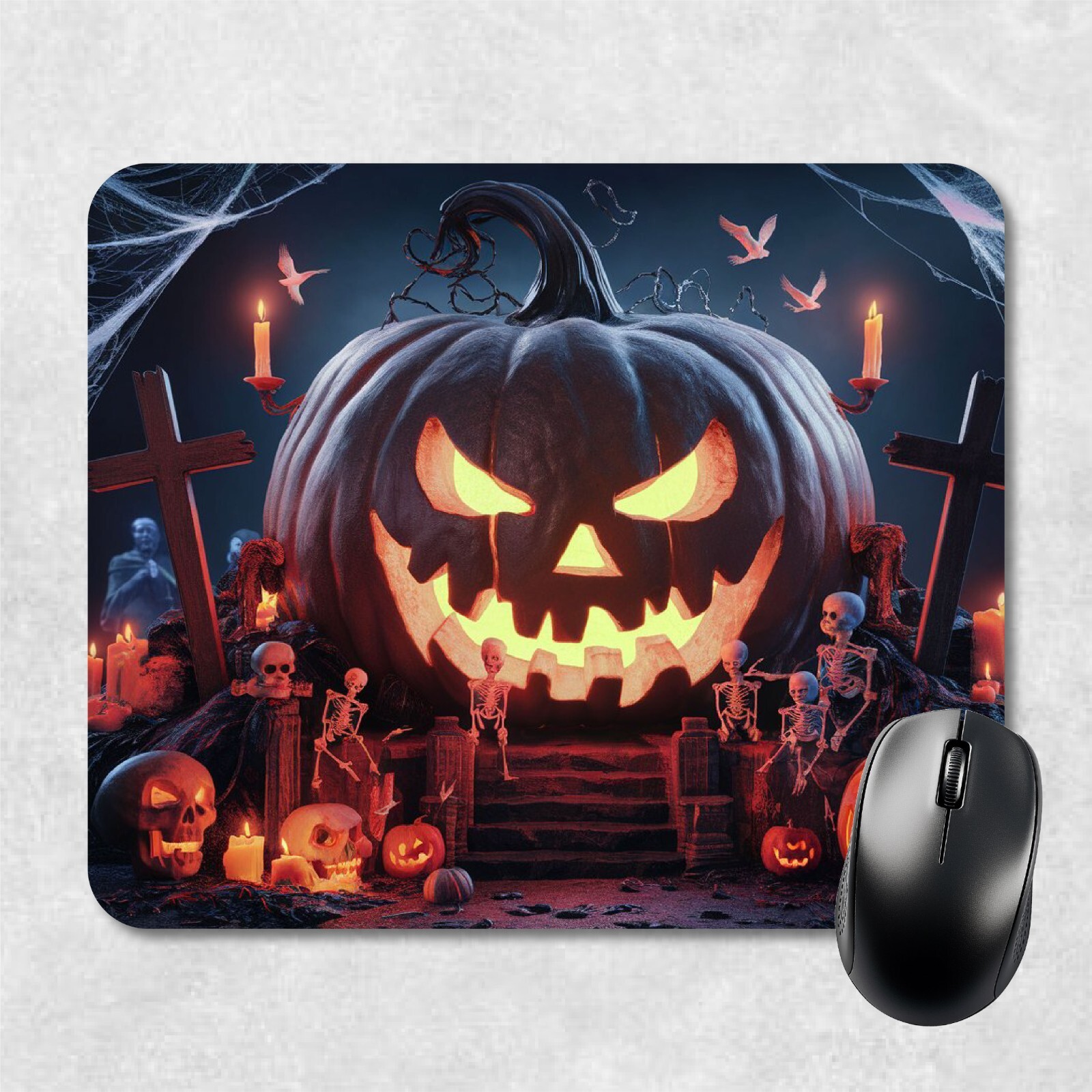 Happy Halloween Cute Ghost Skull Pumpkin Mouse Pad Gaming Mousepad Decor For PC