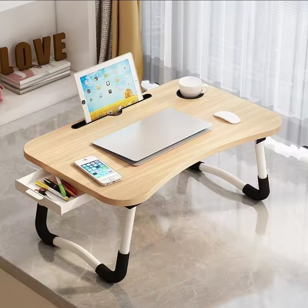 Folding Mini Table, Bed Tray Cup Holder Type Laptop Desk, Sitting Table