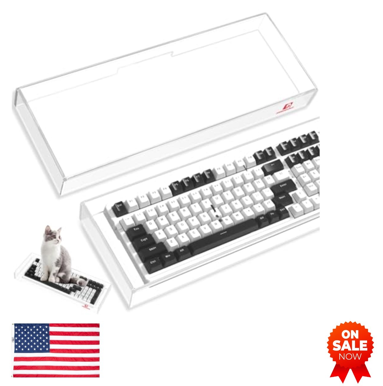 Acrylic Keyboard Cover Transparent 17.4 x 6.5 Inch Dust Proof Water Resistant