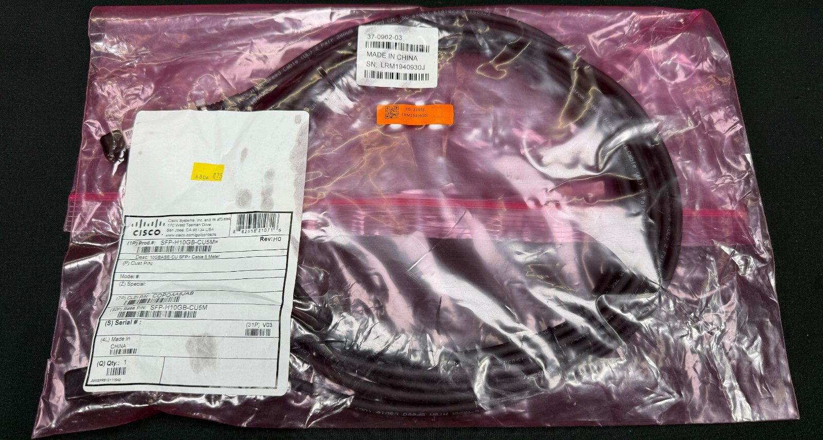Cisco SFP-H10GB-CU5M 10GBASE-CU SFP+ Cable 5M- Same Day Shipping