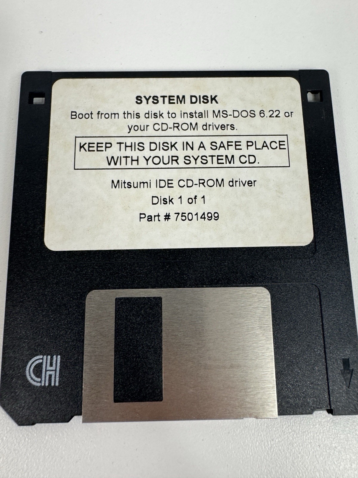 Mitsumi IDE CD-ROM Driver System Disk MS-DOS 6.22 Boot Floppy Disk Part 7501499