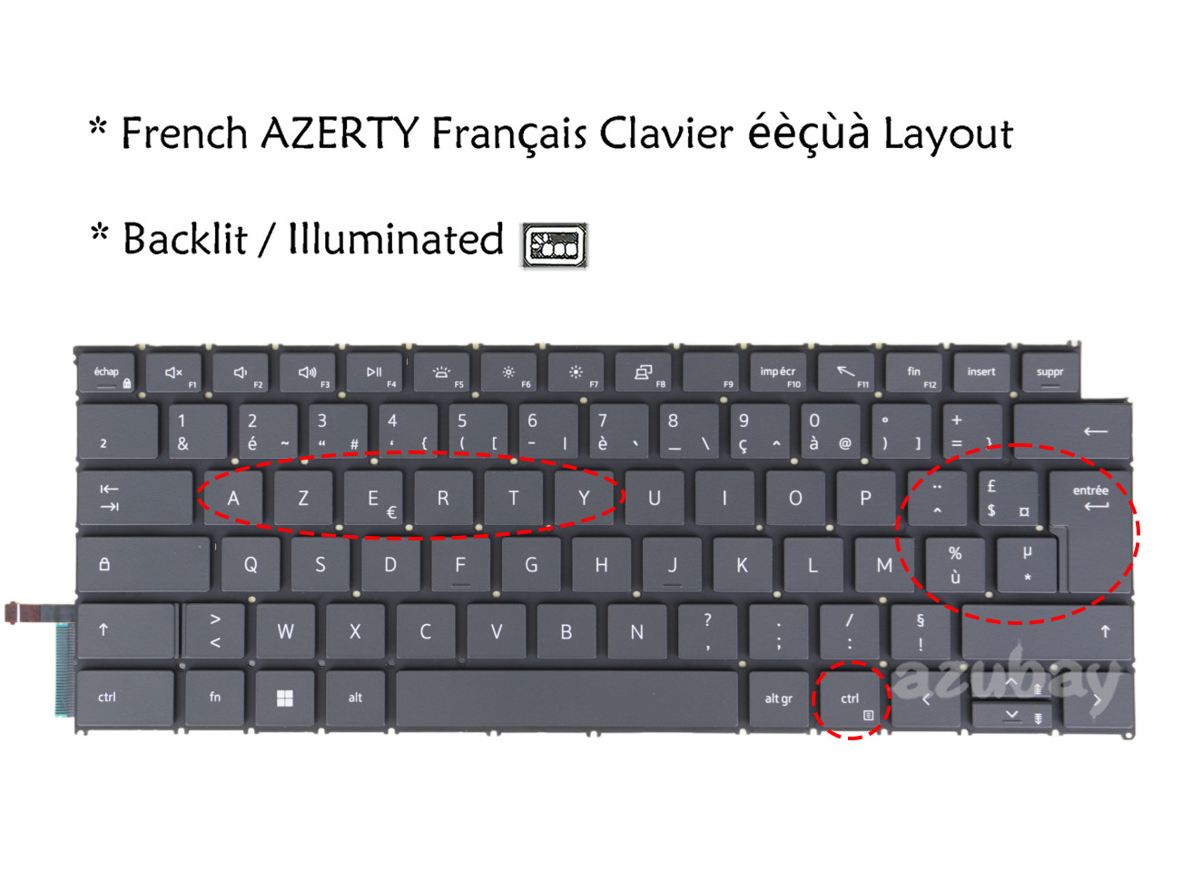 Clavier Français for DELL Latitude 5455 7455, Vostro 3440 Laptop 04RKM4 Backlit