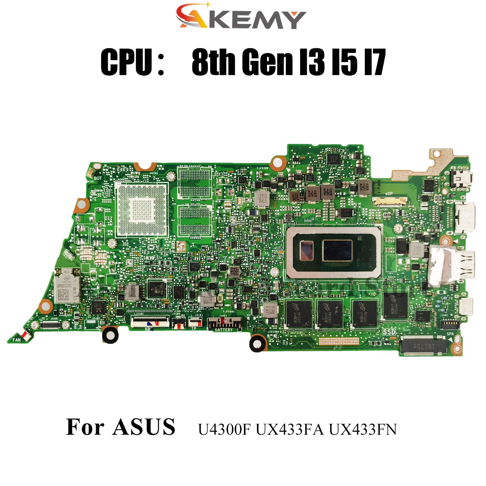 UX433FA Laptop Motherboard For ASUS U4300F UX433FN Mainboard W/ I3 I5 I7 CPU
