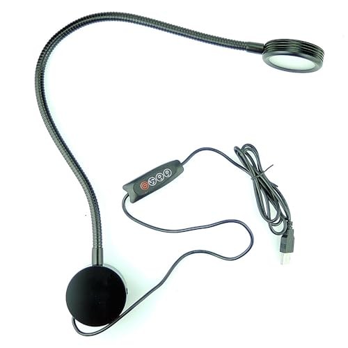 3 Color Dimmable Gooseneck LED Wall Bedside Reading 3 Color 10-Level (Black)