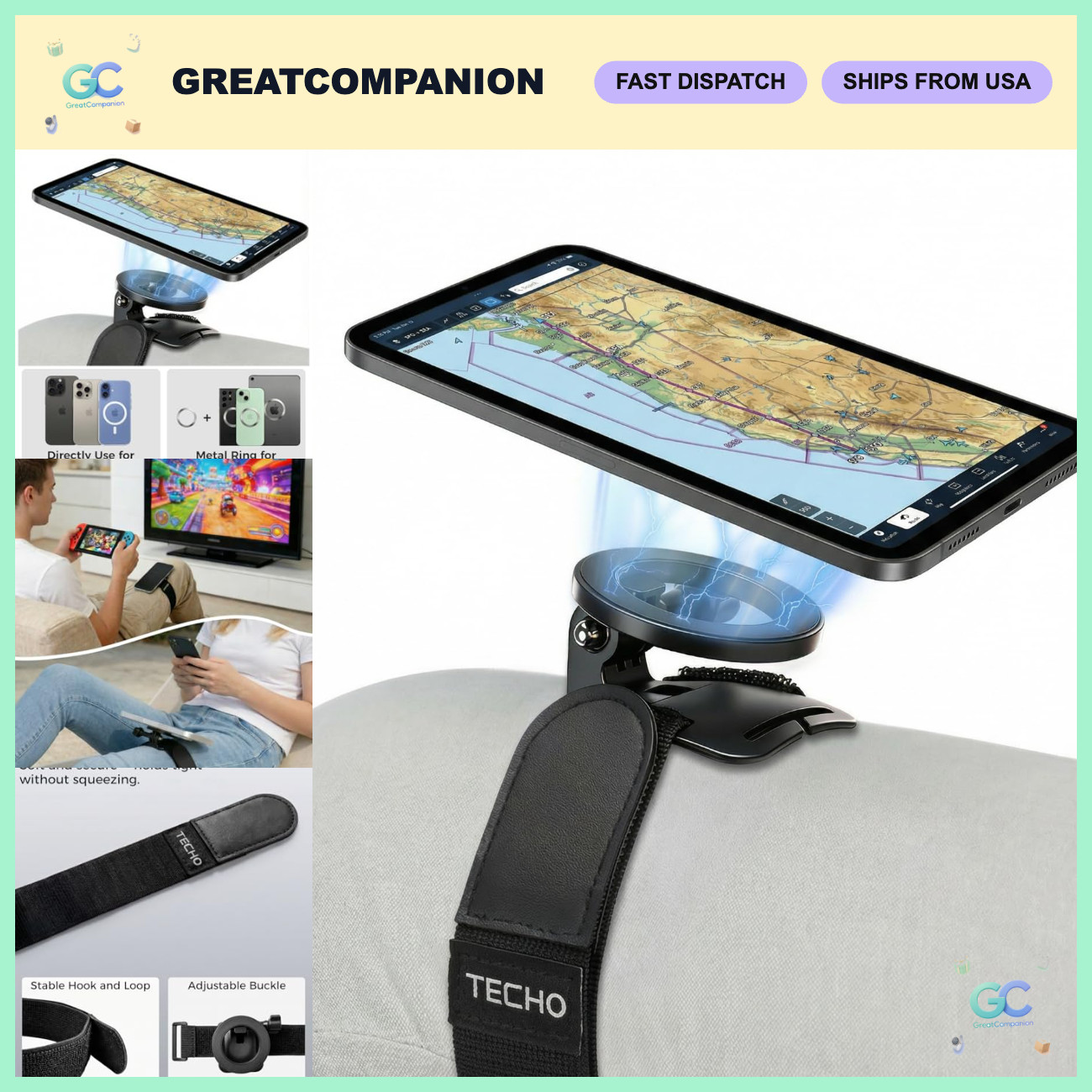 Universal Magnetic Pilot Kneeboard for iPad & Tablets - Secure Grip, Hands-Free