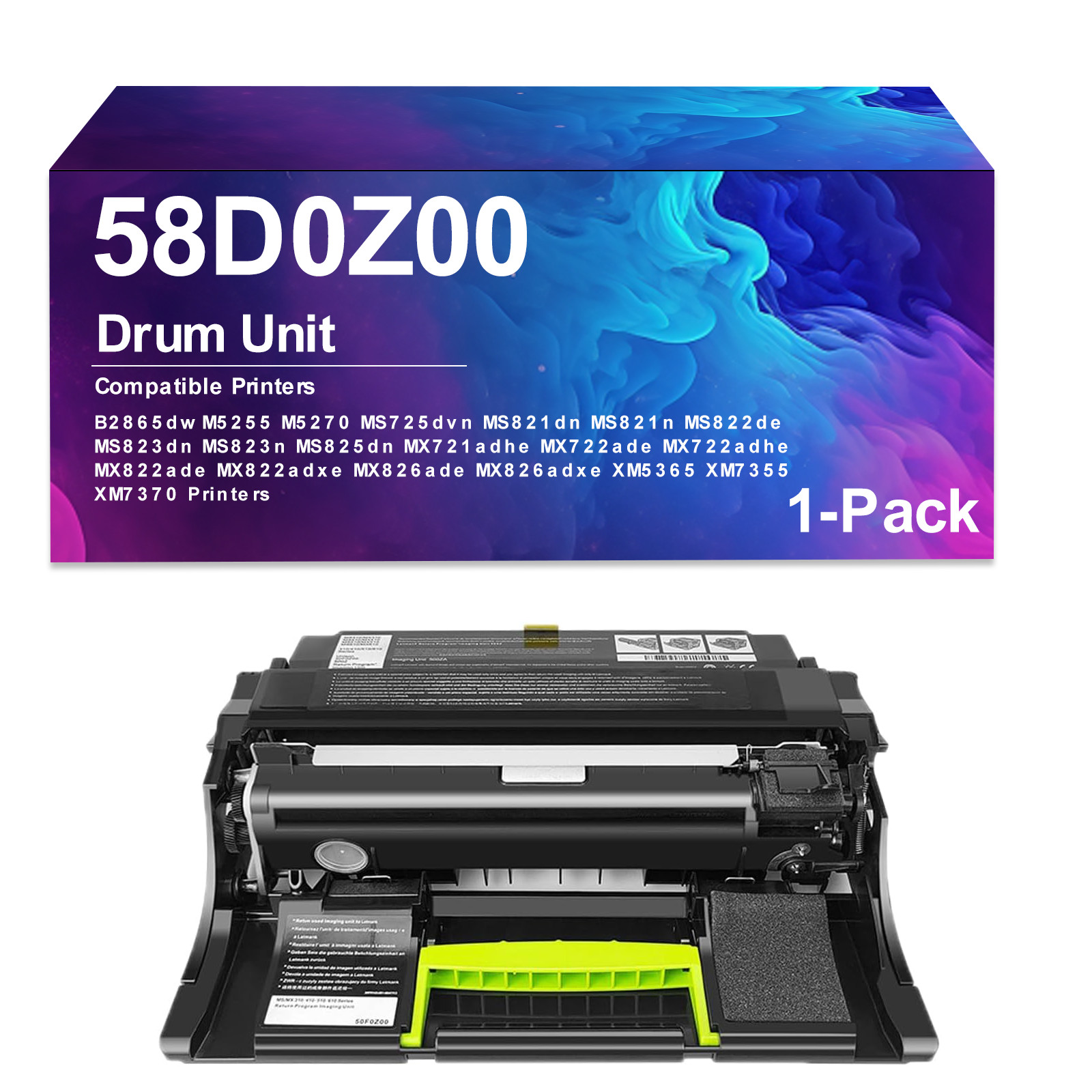 1 Pack 58D0Z00 Drum Unit 58D0Z00 Imaging Drum for B2865dw MS725dvn (No Toner)
