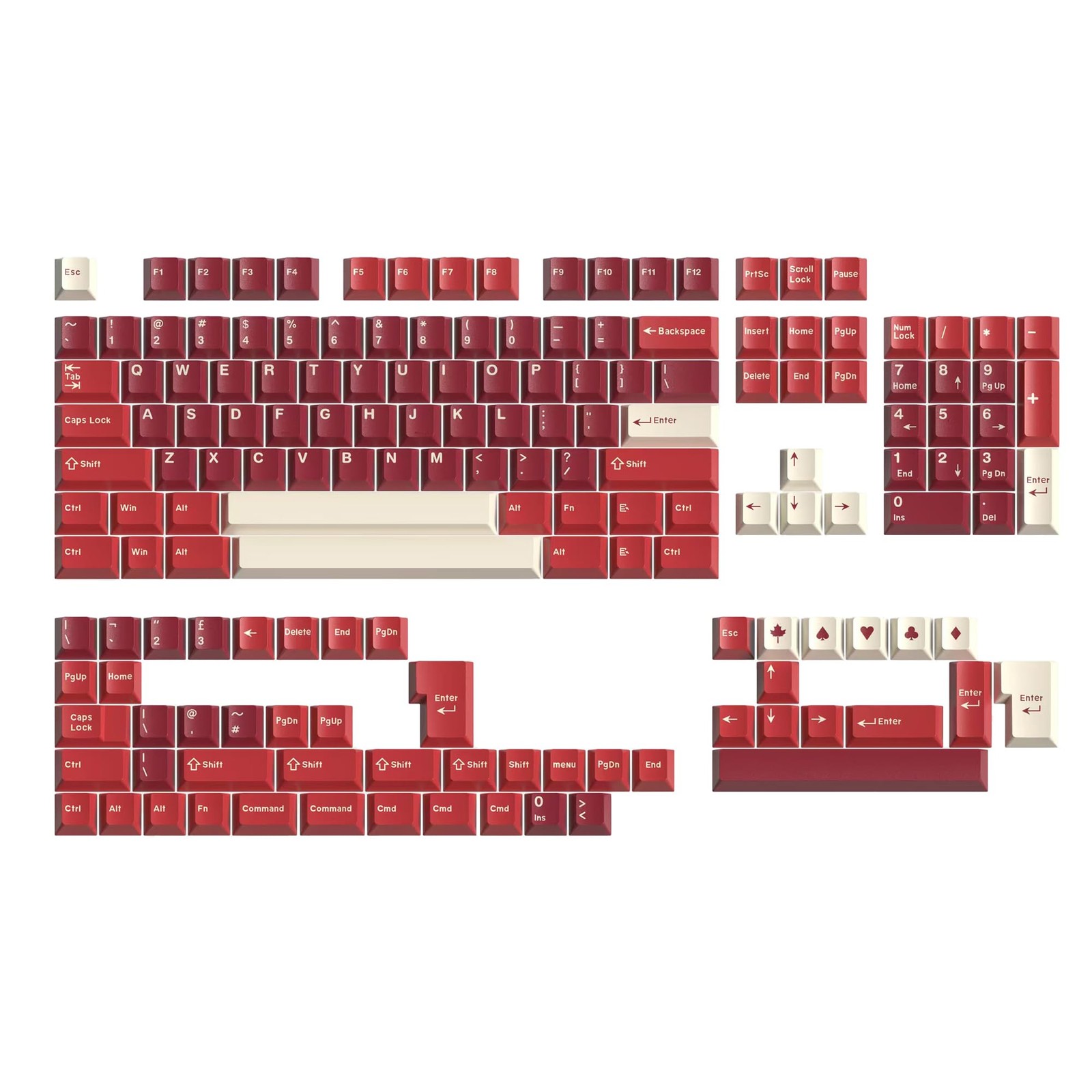 156 Keys Cherry Profile PBT Keycaps Set Fits 60% 65% 75% 80% TKL Keyboards