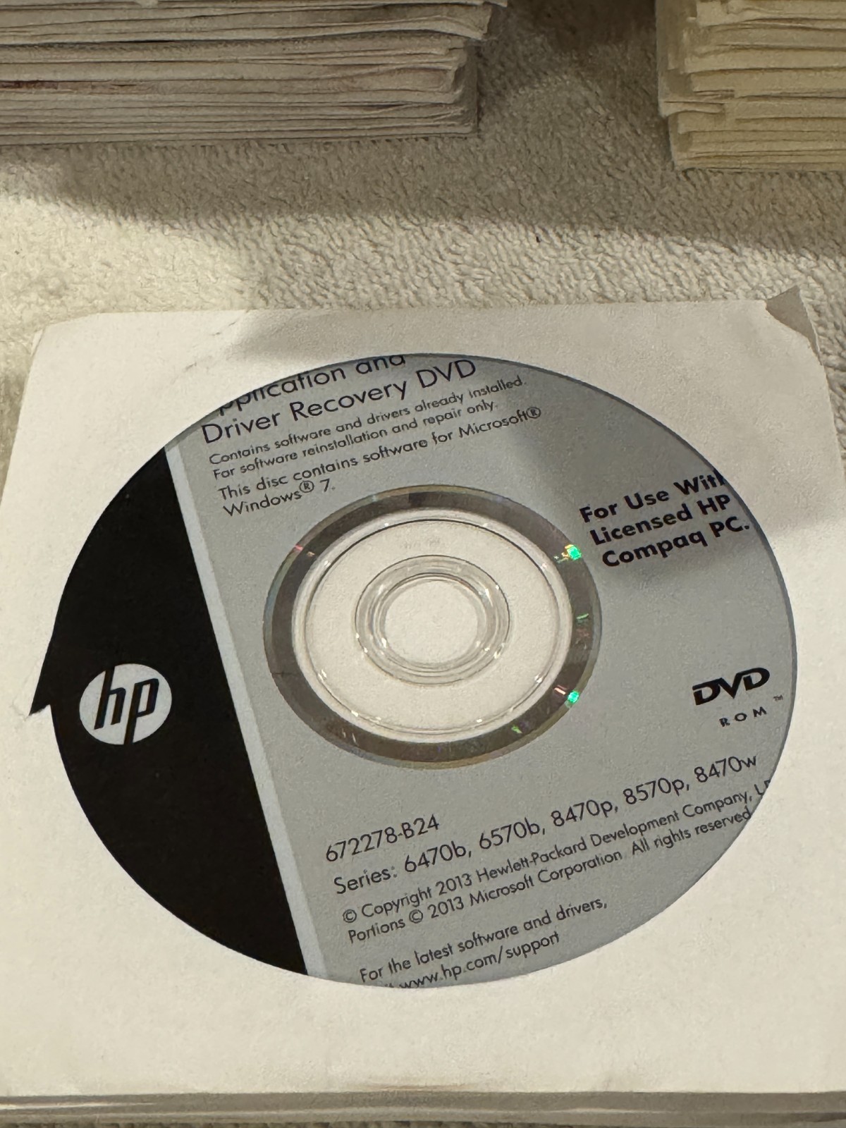 HP Driver Recovery Windows 7 Series 6470b, 6570b, 8470p, 8570p---