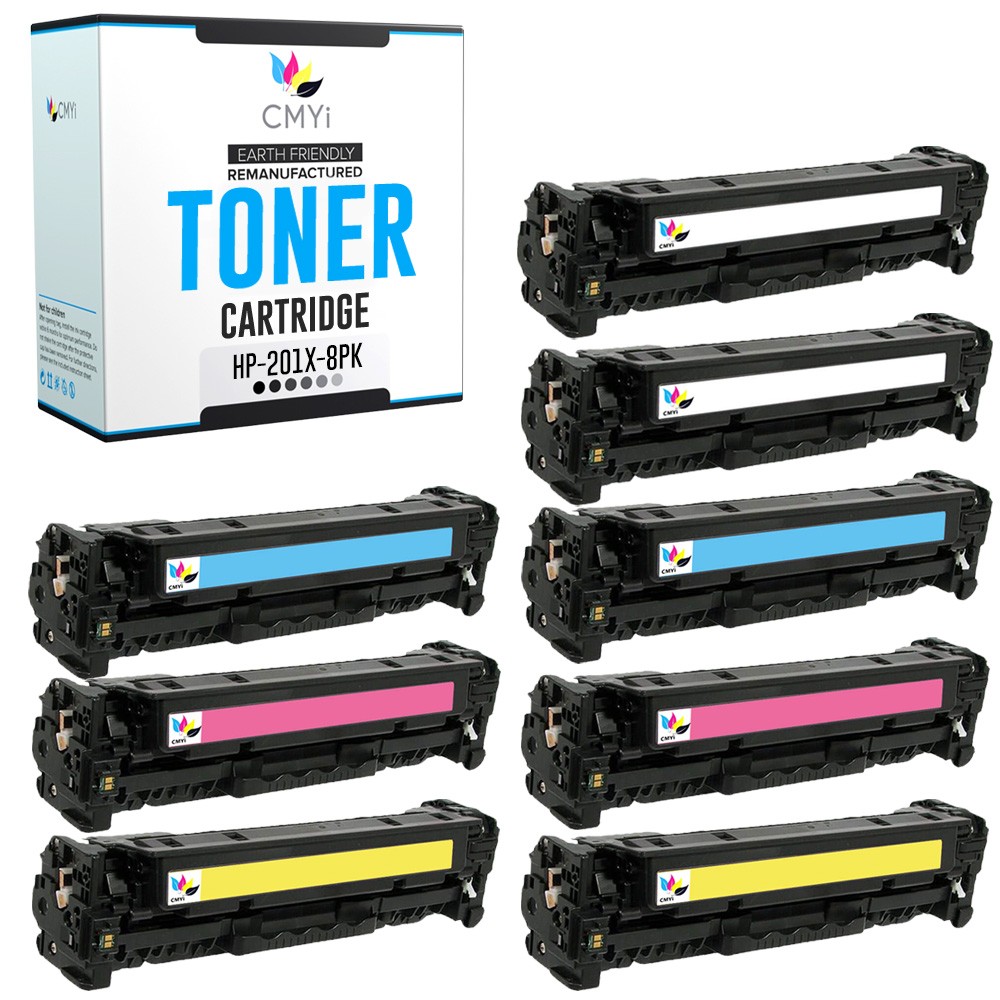 CMYi 8-Pack Replacement 201X Printer Cartridges for HP Color LaserJet Pro M252n