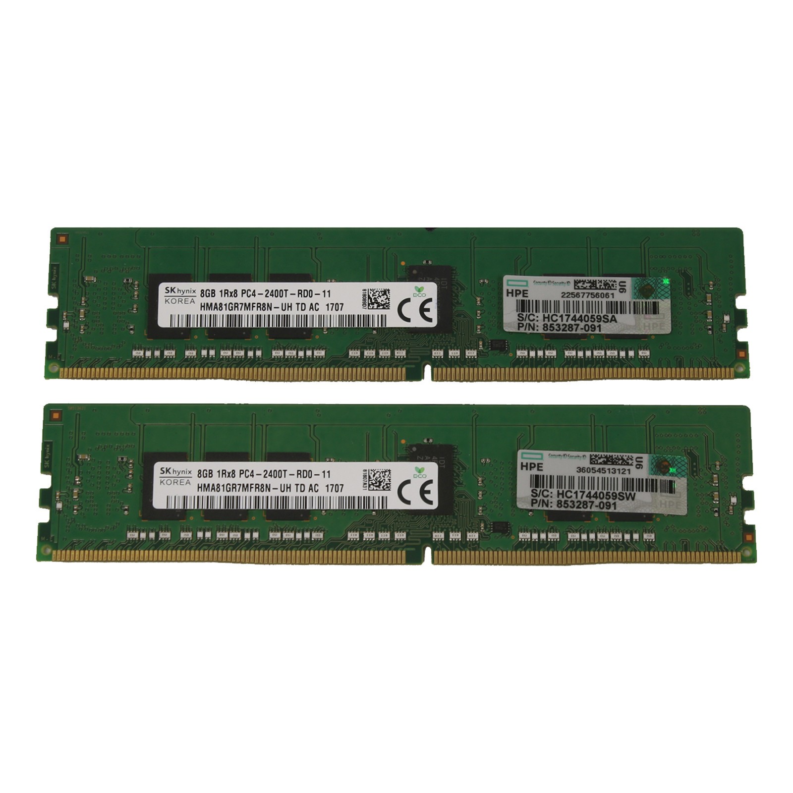 SK Hynix 16GB 2x8GB HMA81GR7MFR8NUH 1Rx8 DDR4 Server Memory RAM   853287 G2U