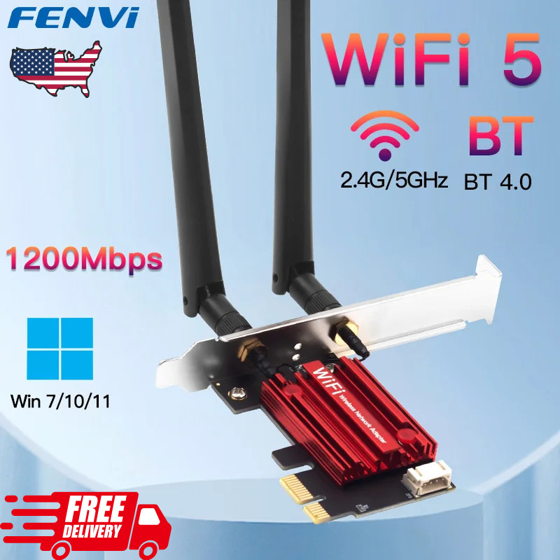 AC1200 WiFi 5 PCIE WiFi Adapter Wireless Network Card
