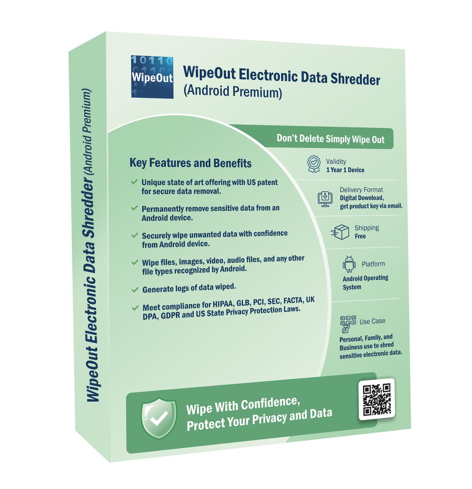 WipeOut Electronic Data Shredder (Android Premium)   1 Device for 1 Year