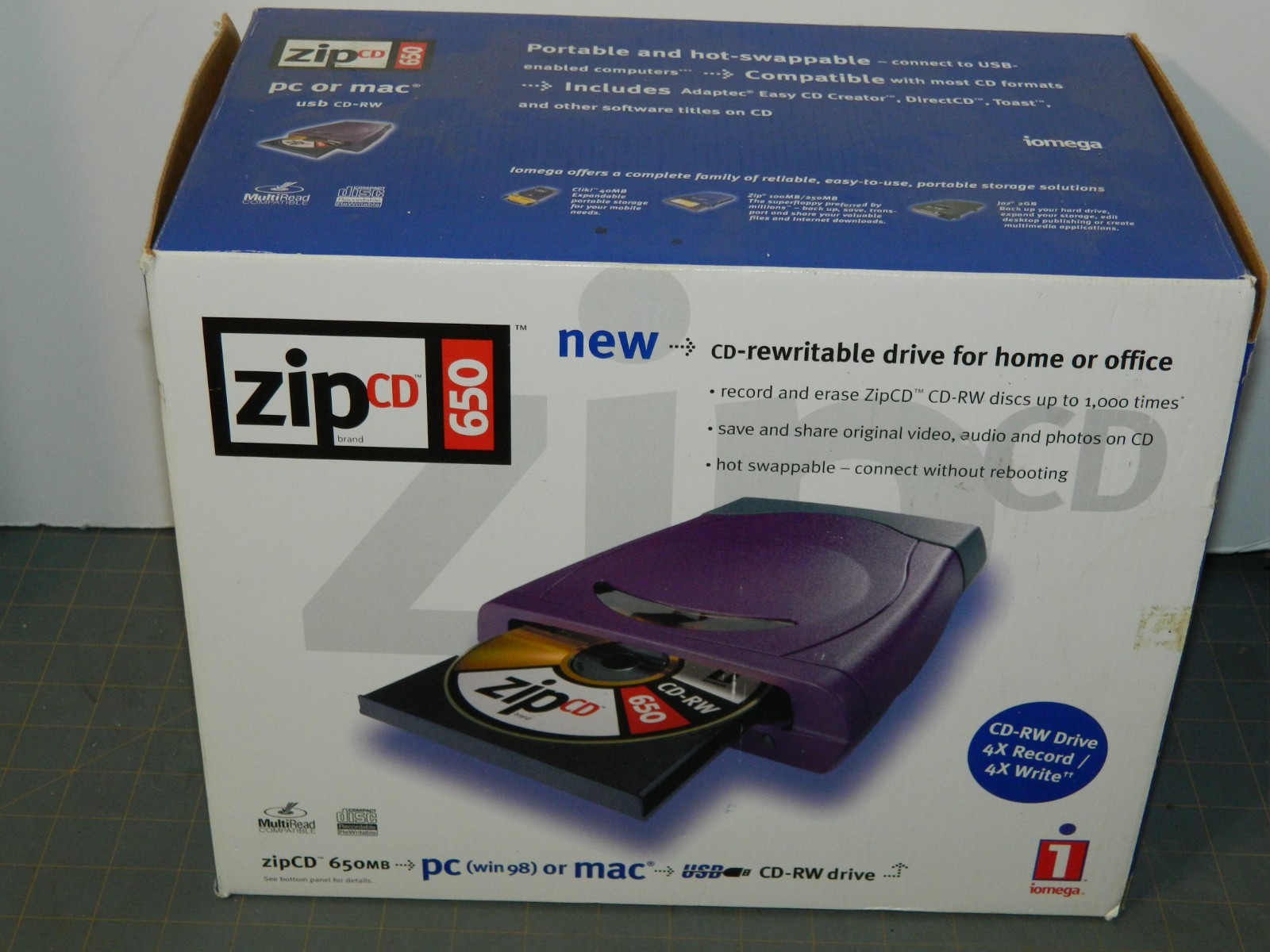 Iomega Zip CD 650 Reader Writer CD-R/RW External USB Drive Recordable New PC MAC