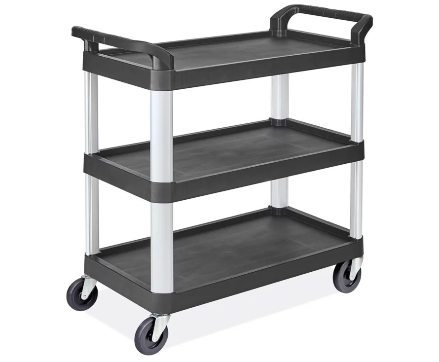 Utility Cart 3 Tier Rolling  Heavy Duty Black 40 x20 x38