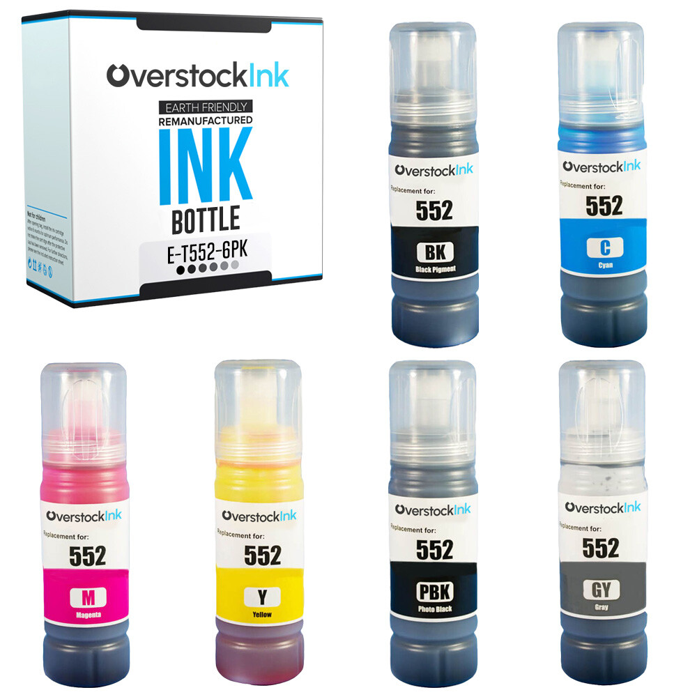6PK T552 552 Ink Value Pack Compatible for Epson EcoTank Photo ET-8500 ET-8550
