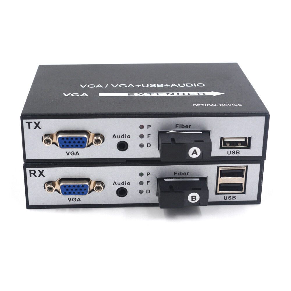 1080P VGA over Fiber optic Media Converter Extender with KVM USB SC S/M up 20Km