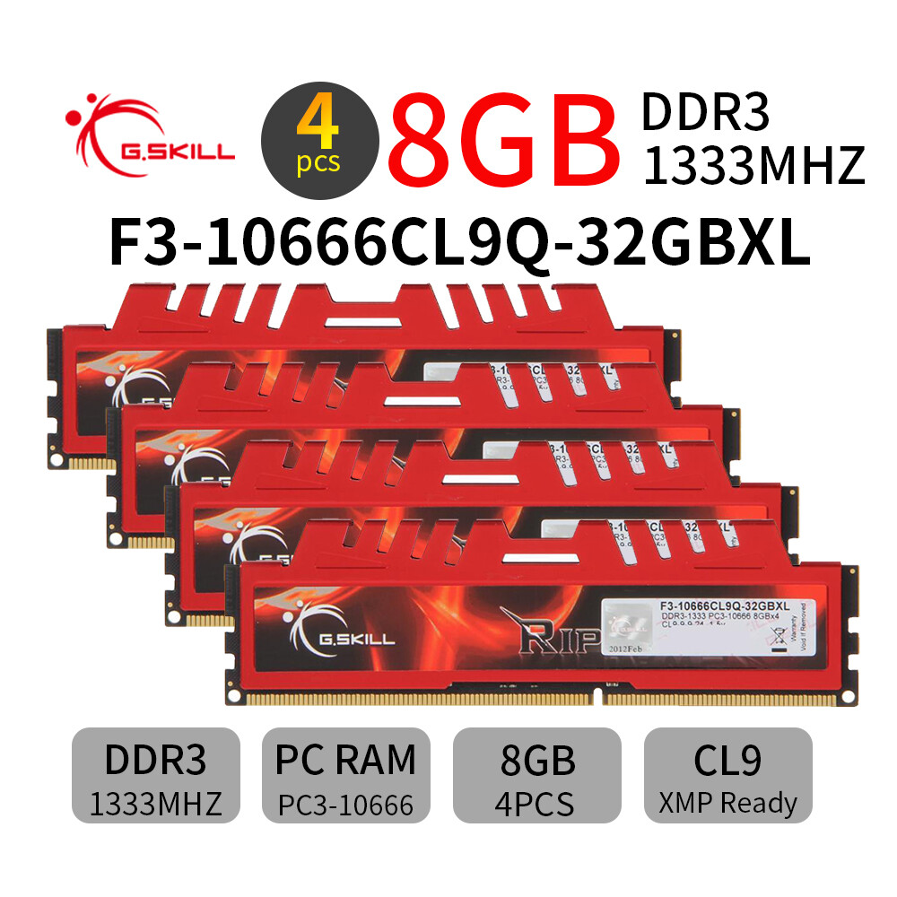 G.SKILL Ripjaws X 32GB 4x 8GB DDR3 1333MHz PC3-10666U 240Pin Desktop Memory RAM