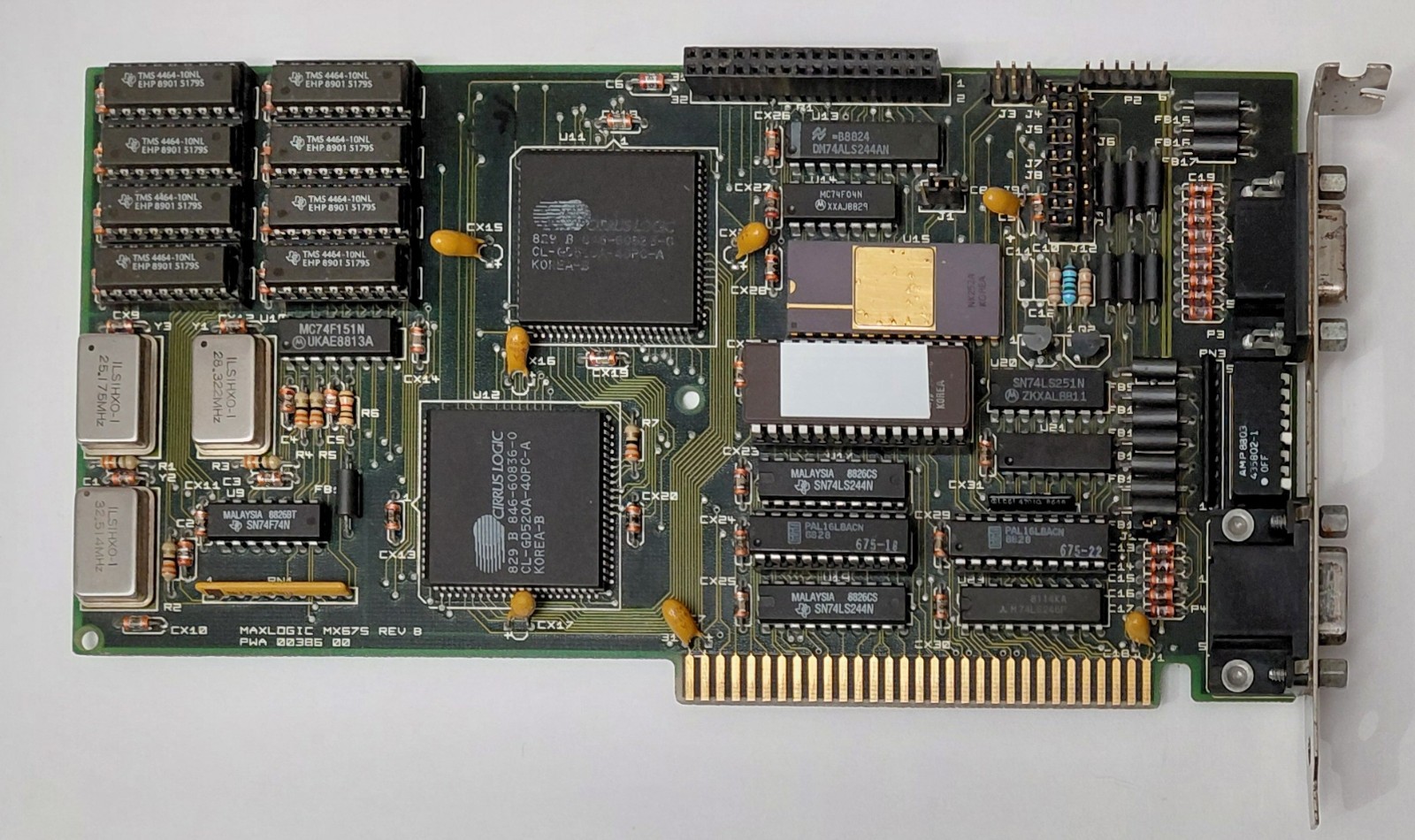 Maxlogic MX675 8-bit ISA Graphics Card (256KB, VGA, EGA, Retro, 1988)