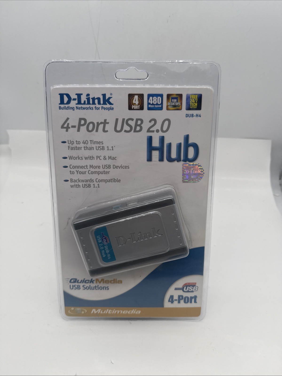 D-Link  HUB (DUB-H4) 4-Ports USB 2.0 External Hub. New.