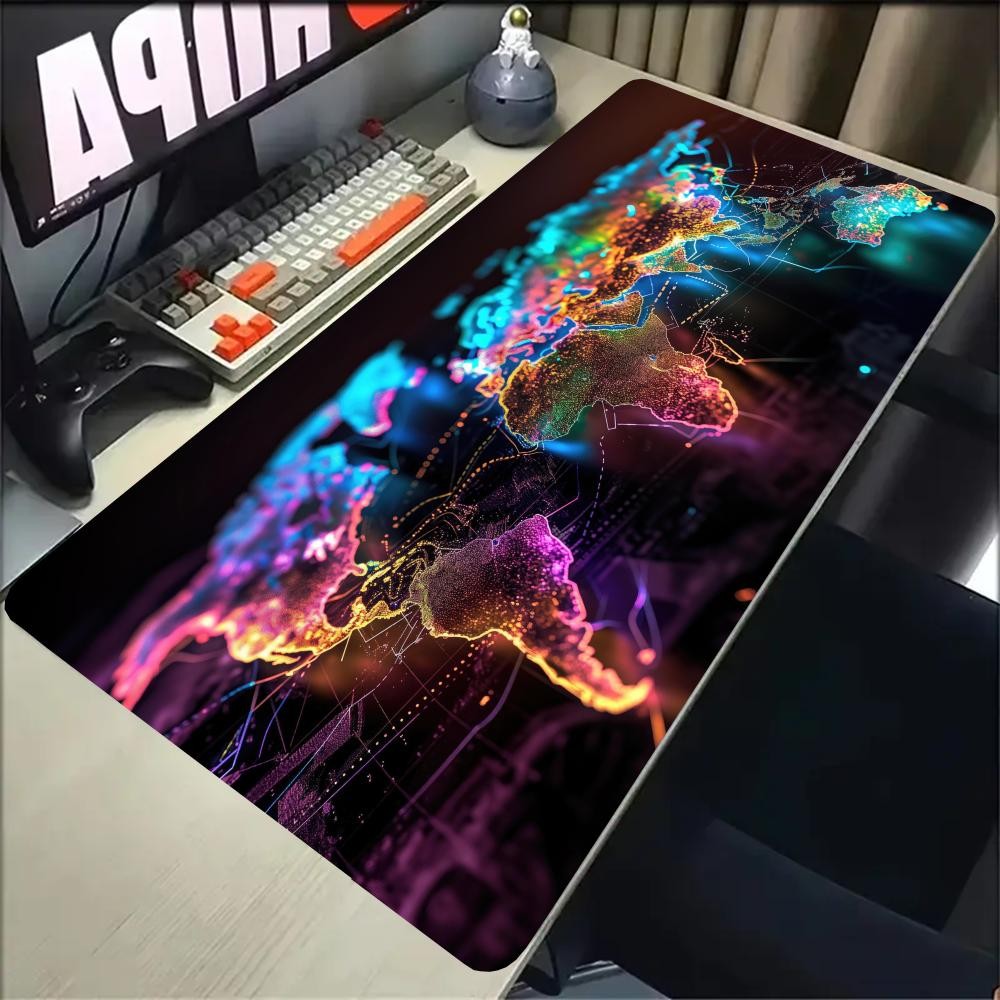 1pc a Vibrant World Map Mouse Pad - a Large Desk Mat with a Non-Slip Rubber Ba