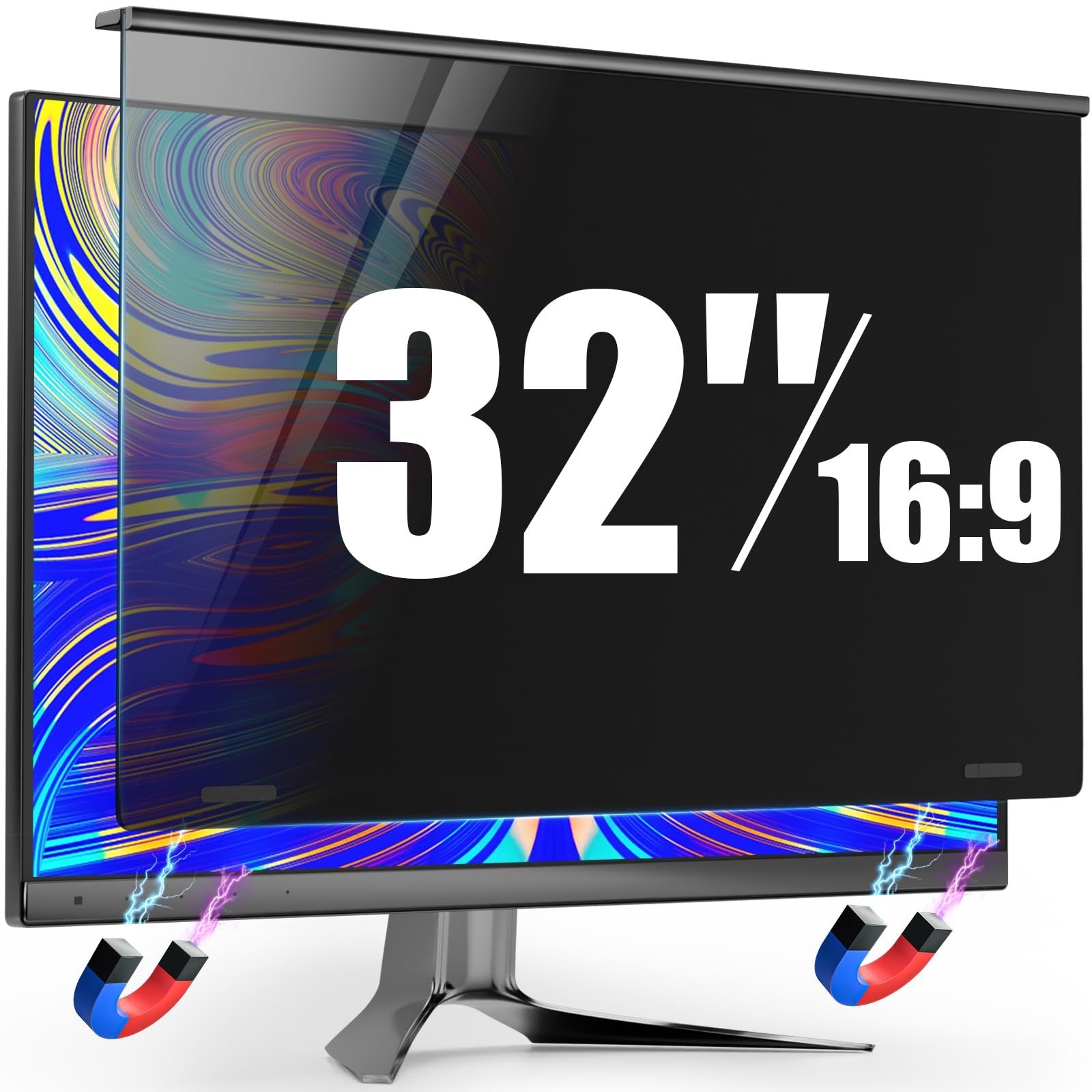 Magnetic 32 Inch Privacy Screen For Frameless Computer Monitor 16:9 Aspect Ratio