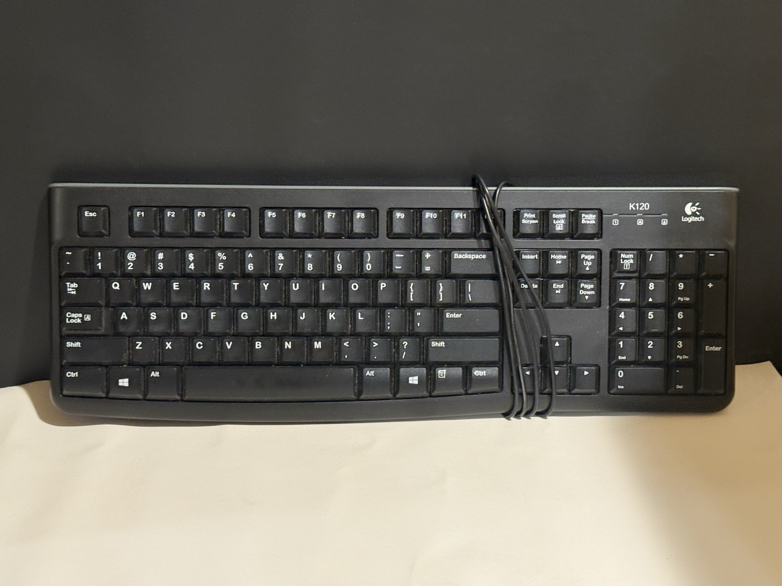 Logitech K120 Ergonomic Desktop Keyboard Wired, Corded, USB, Black