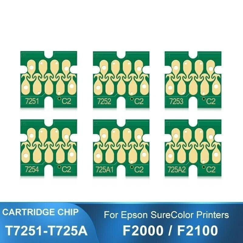 6*New Replacement T7251-T725A Ink Cartridge Chip For SureColor F2000 F2100