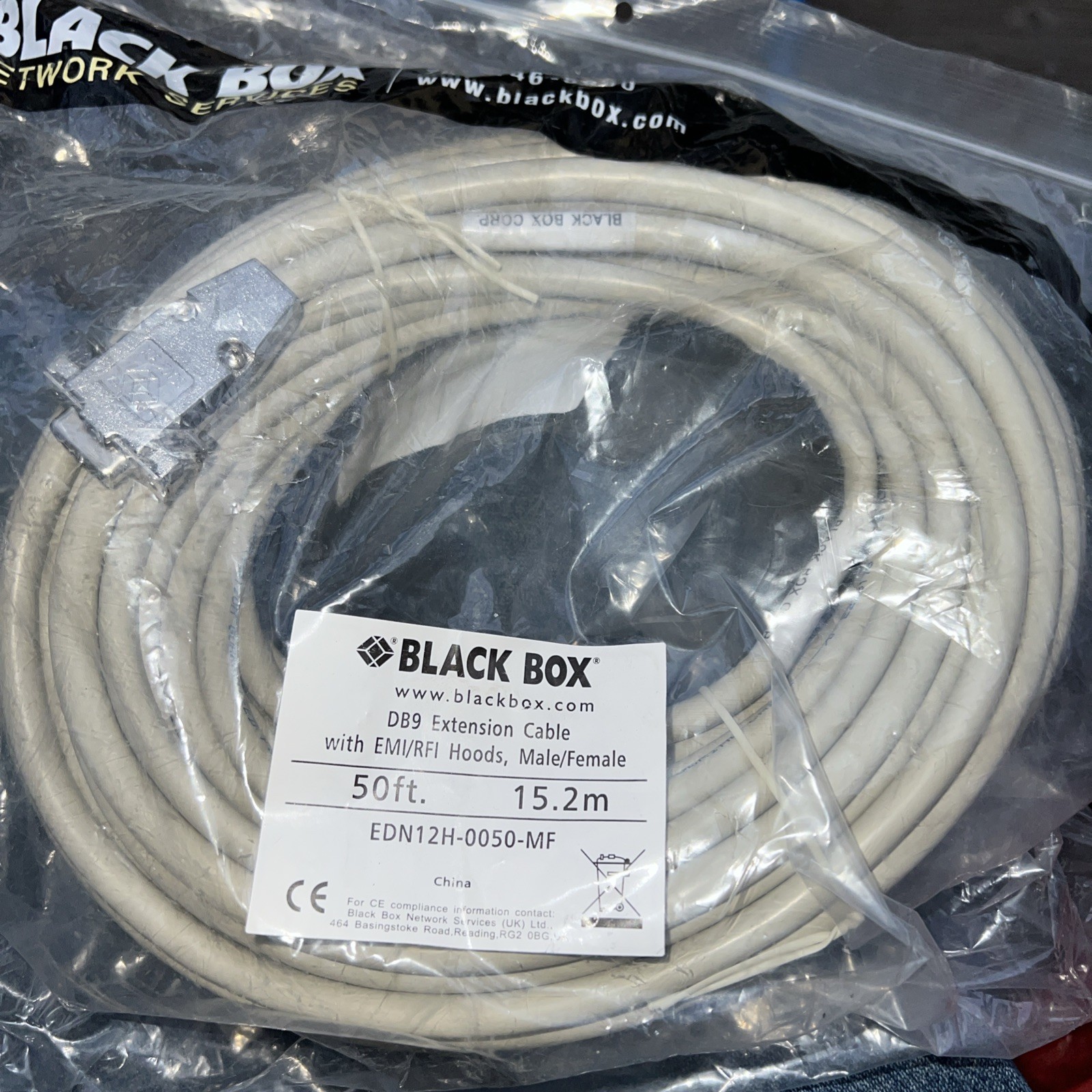 Black Box DB9 Extension Cable W/ EMI/RFI Hoods - EDN12H-0020-MF - 50ft