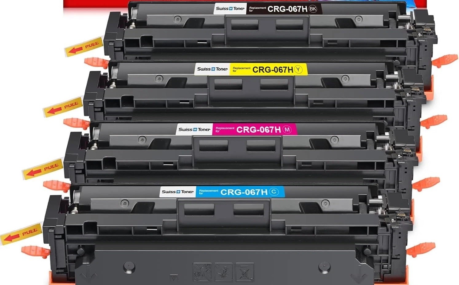 067H Toner Cartridge w/Chip 4 Pack BK/C/Y/M for Canon MF654Cdw High Yield