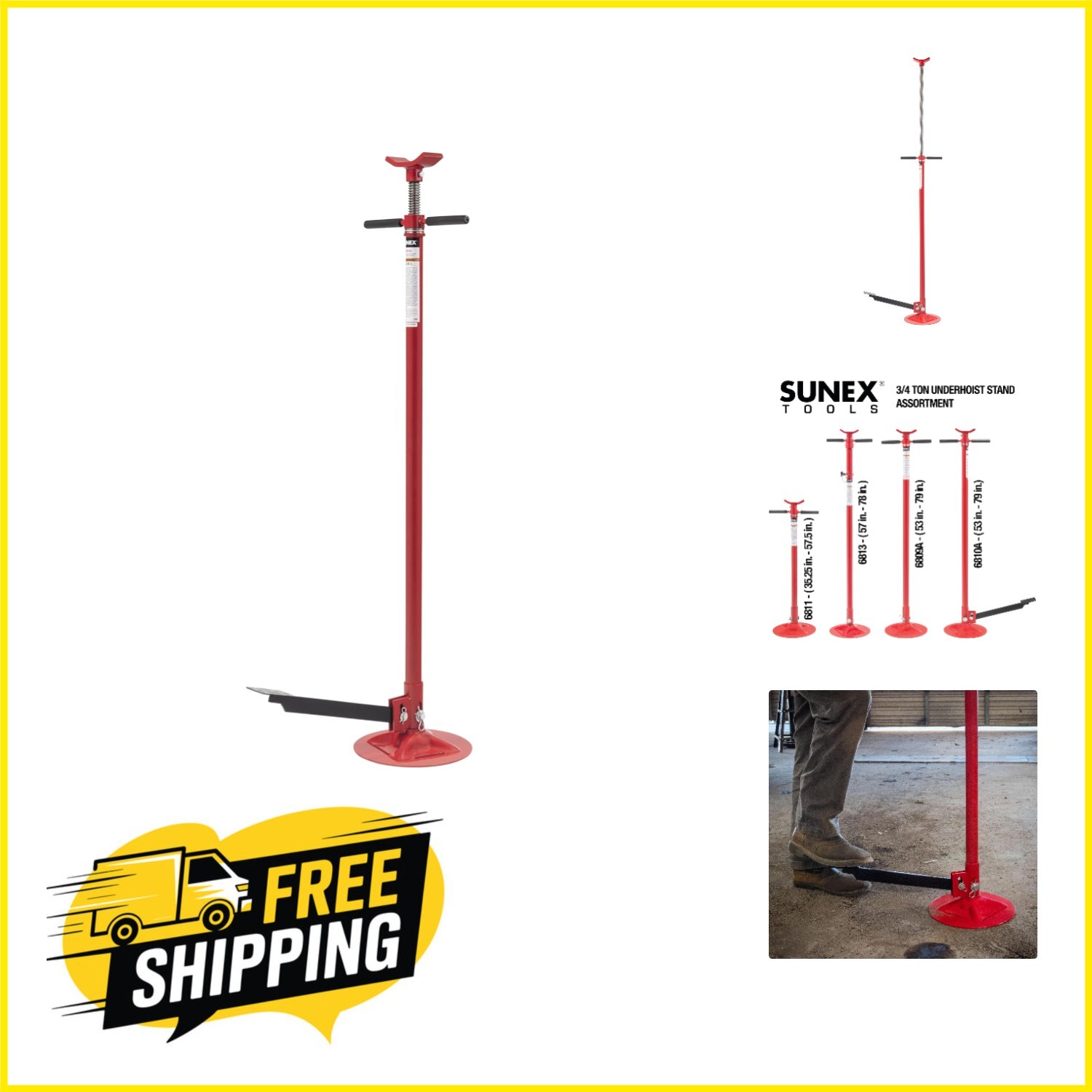 Professional Underhoist Support Stand with Foot Pedal, 1,500 lb Load Capacity