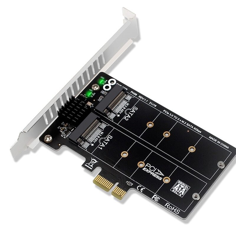 PH58 JMB582 Dual Bay M.2 SATA to PCIE RAID Expansion Card Fast shipping