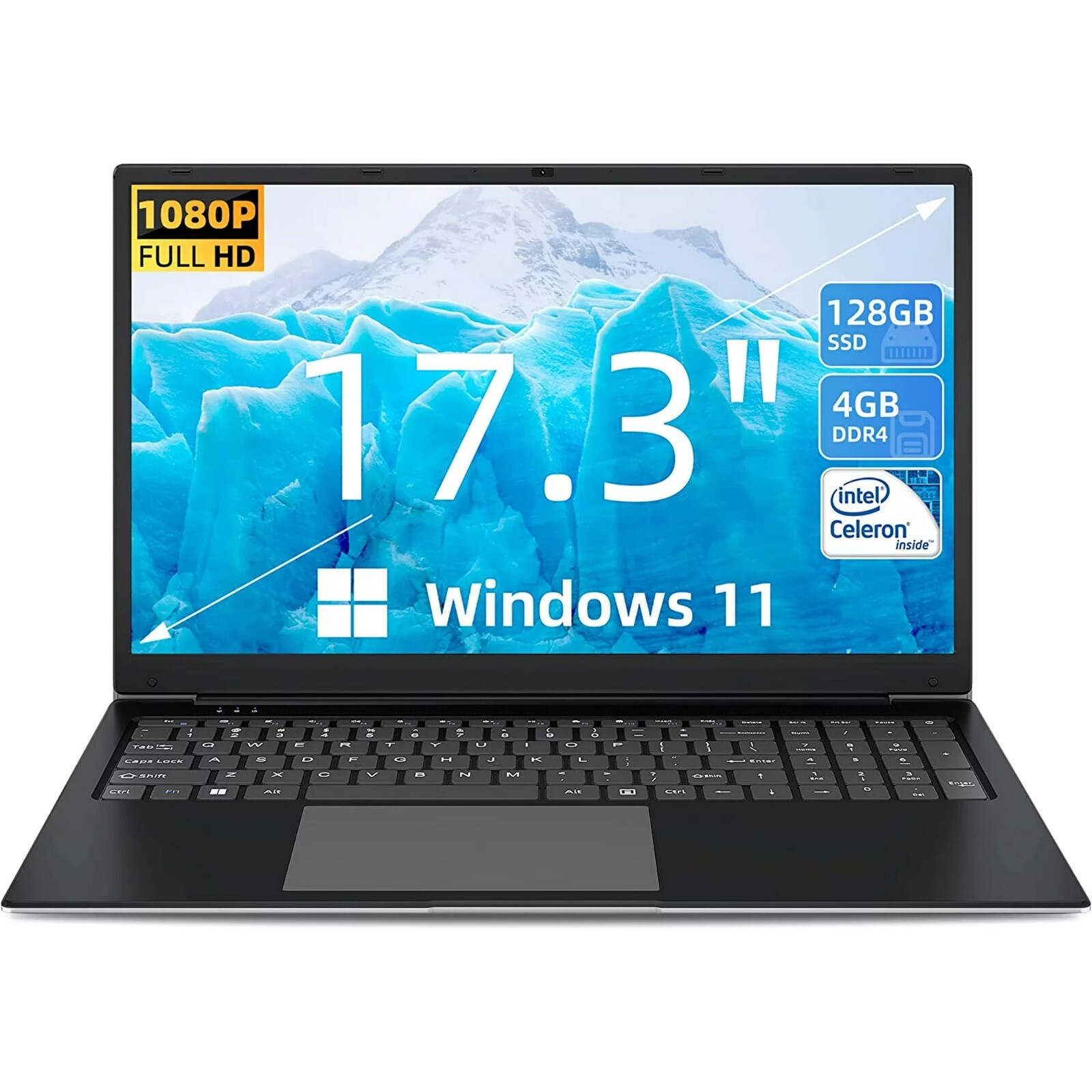 SGIN 17 inch Laptop 4GB DDR4 128GB SSD Windows 11 Home Laptops with Intel Celero