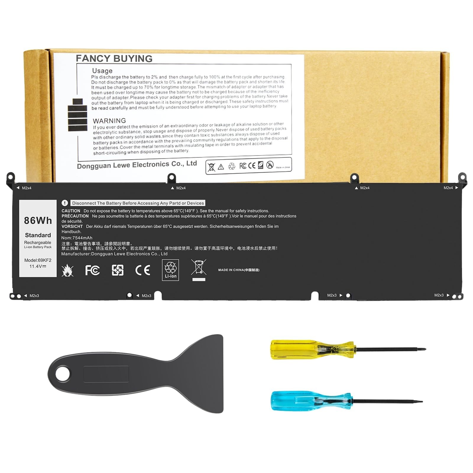 Original OEM 86Wh 69KF2 Battery for Dell XPS 15 9510 9500 2020 M59JH 8FCTC