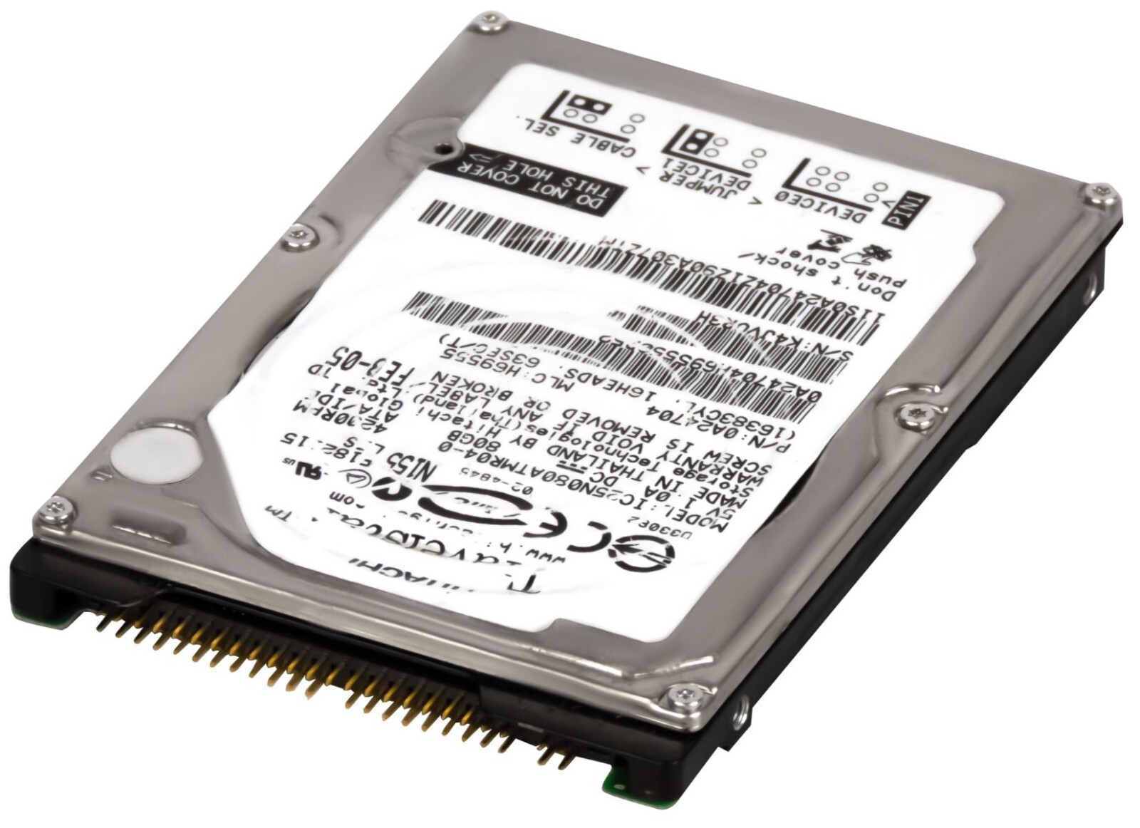 HARD DRIVE HITACHI TRAVELSTAR IC25N080ATMR04-0 80GB 4200RPM 8MB ATA 2.5" inch