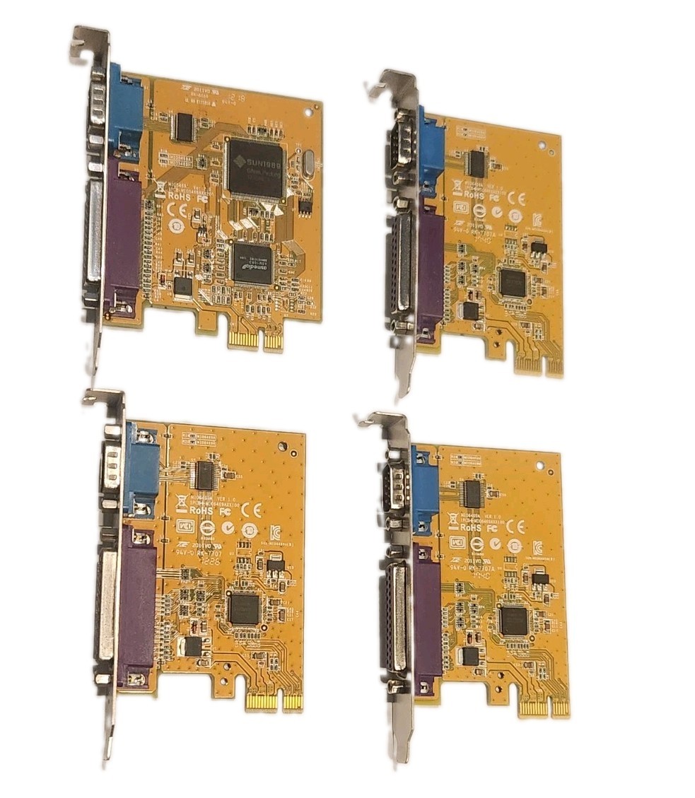 Lot of 4 Dell Sunix PCIe Serial RS232 & Parallel LPT Expansion Cards (0GP385...