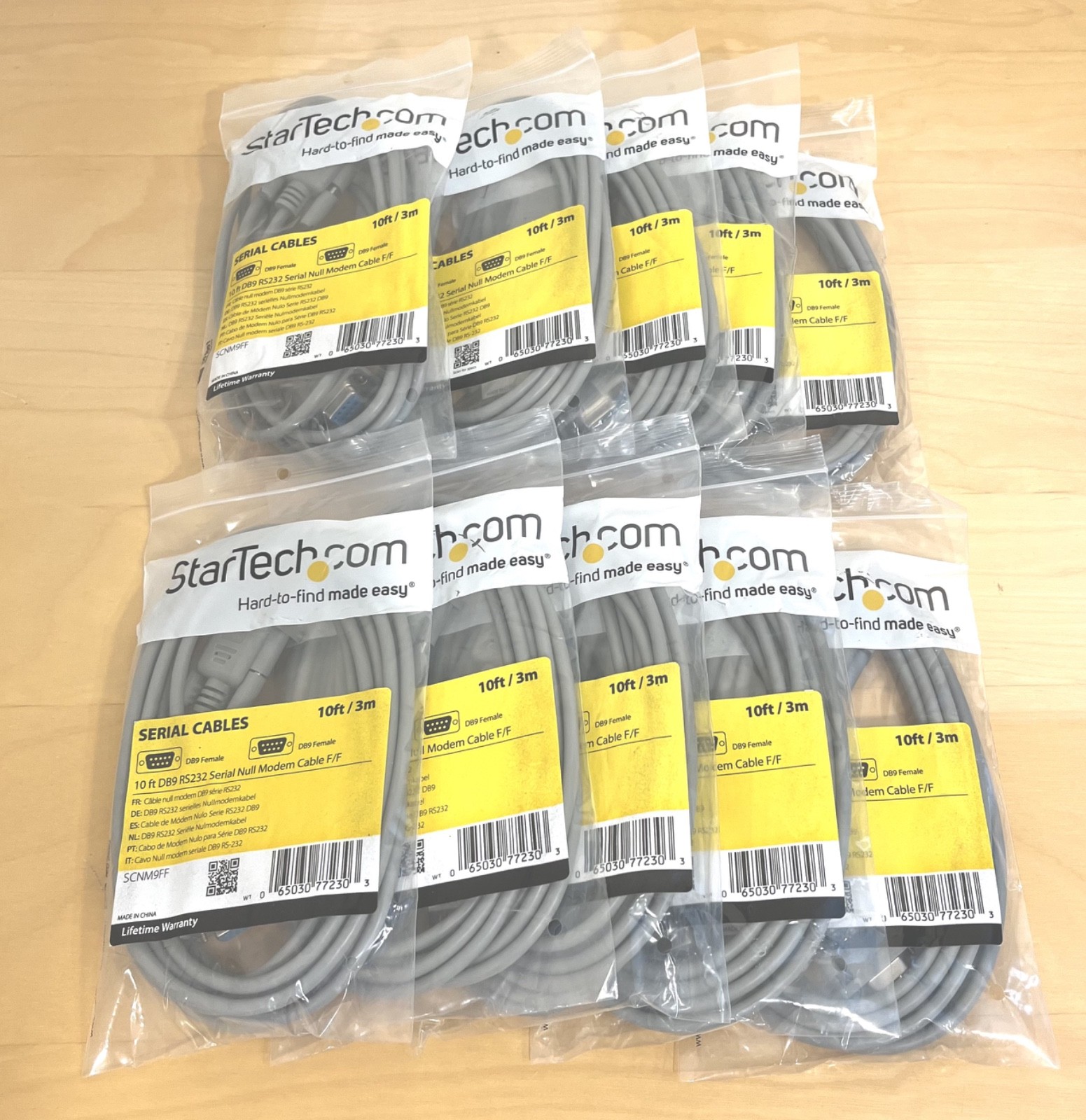 Lot of 10 - StarTech.Com SCNM9FF Serial Modem Cable 10ft 3m DB9 Female F/F RS232