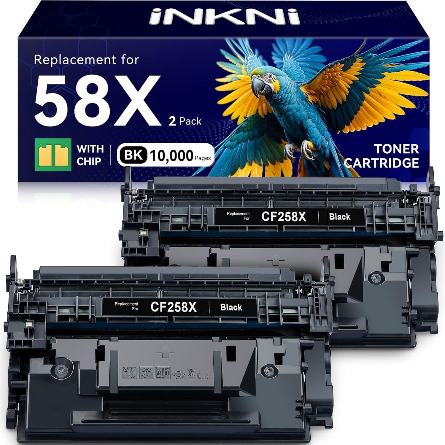 CF258X 58X Toner Cartridge (with Chip) Compatible Replacement Black 2 Pack + + +