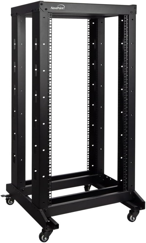 4ft Open Frame 19 Inch 22U 4-Post Network Server Relay Rack Rolling with Casters
