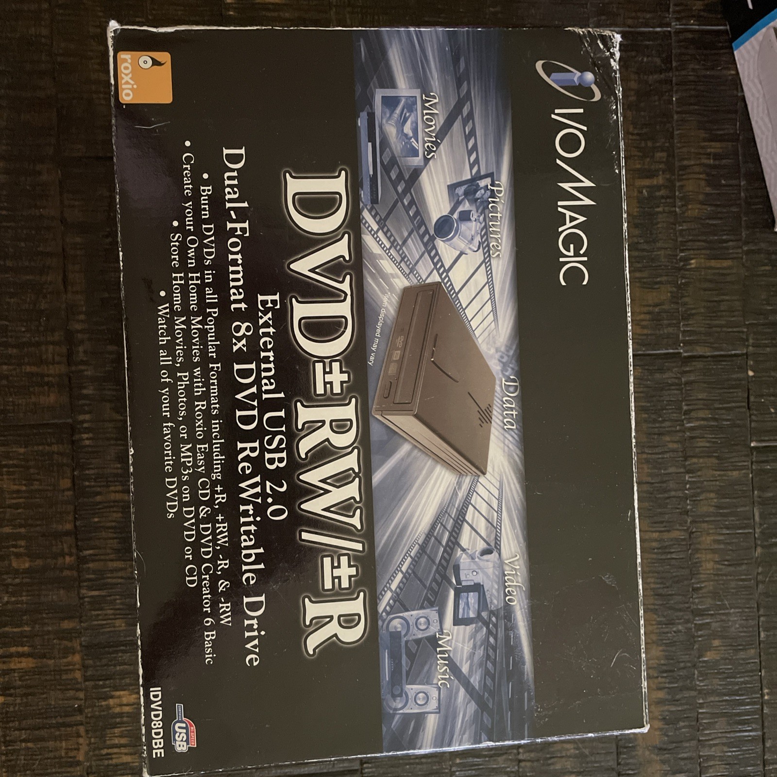 External USB dvd CD CDRW 24x Drive I/O Magic 8x Model IDVD8DBE dvdrw 4x 40x dual