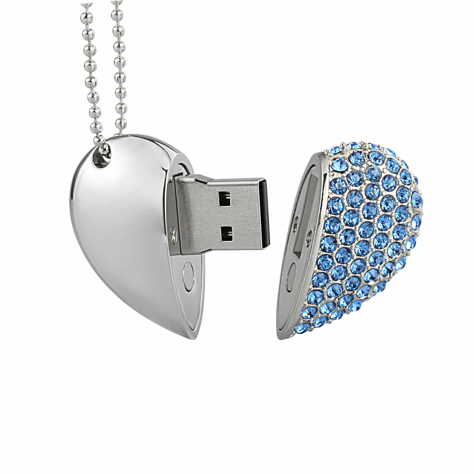 32G Heart Shape Diamond Crystal USB 2.0 Flash Drive Necklace Memory U Stick Gift