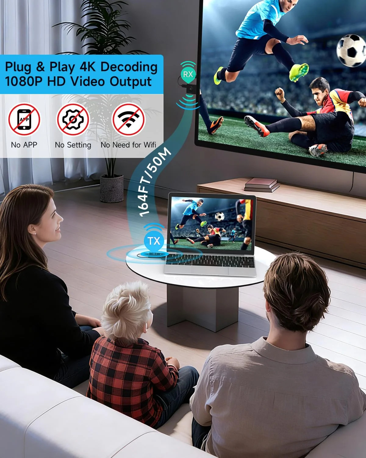 Wireless HDMI Transmitter and Receiver 164FT Long Range Low