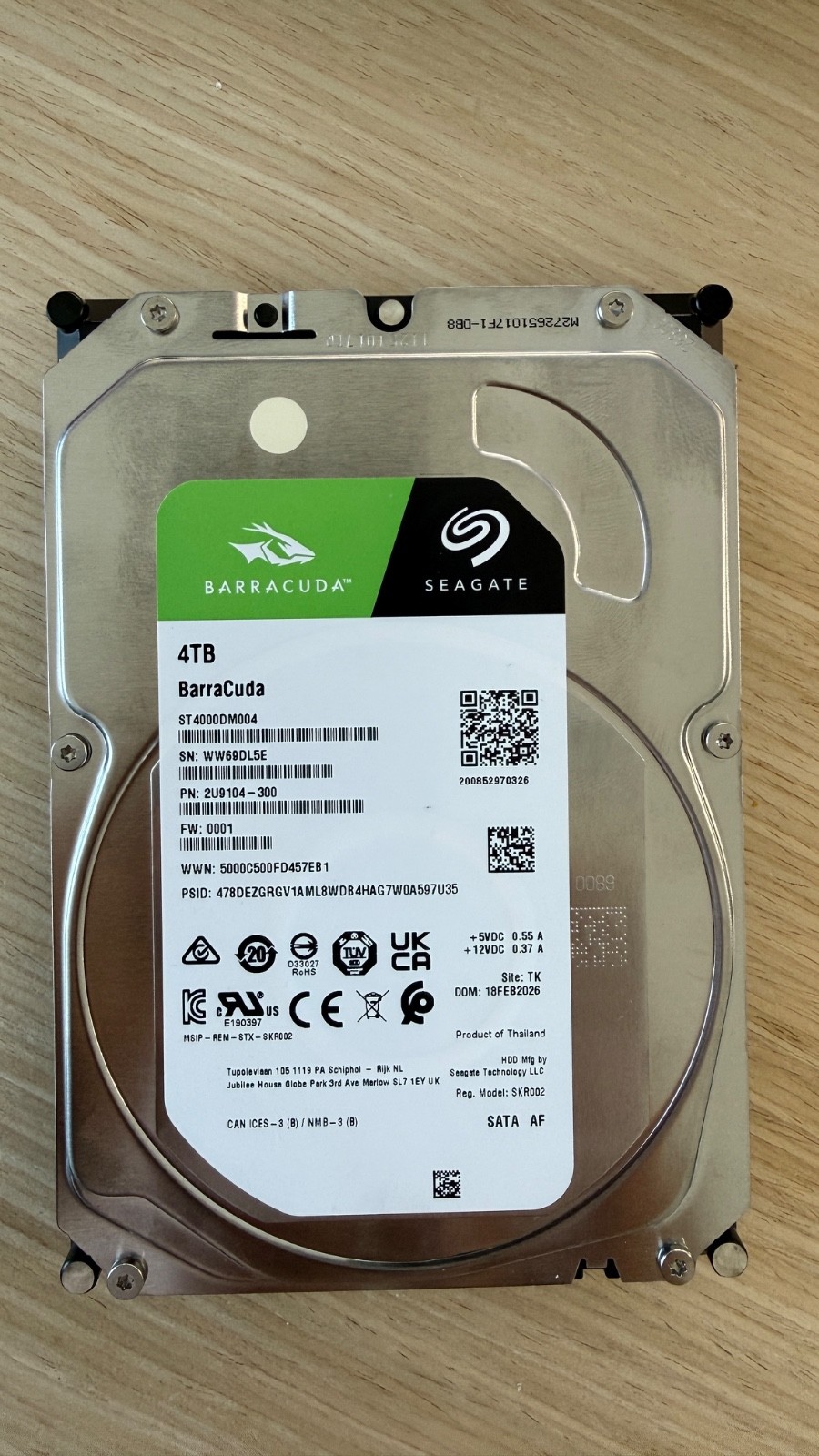 Seagate 3.5" Barracuda 4TB SATA III 6Gbps HDD ST4000DM004
