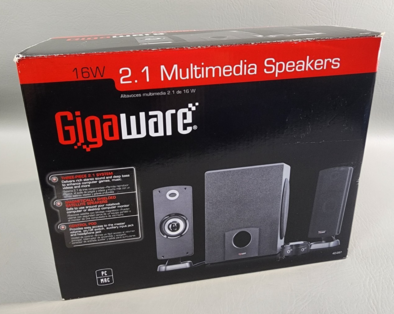 Gigaware | 40-287 2.1 Multimedia Computer Speakers Subwoofer 16W | NEW Tested