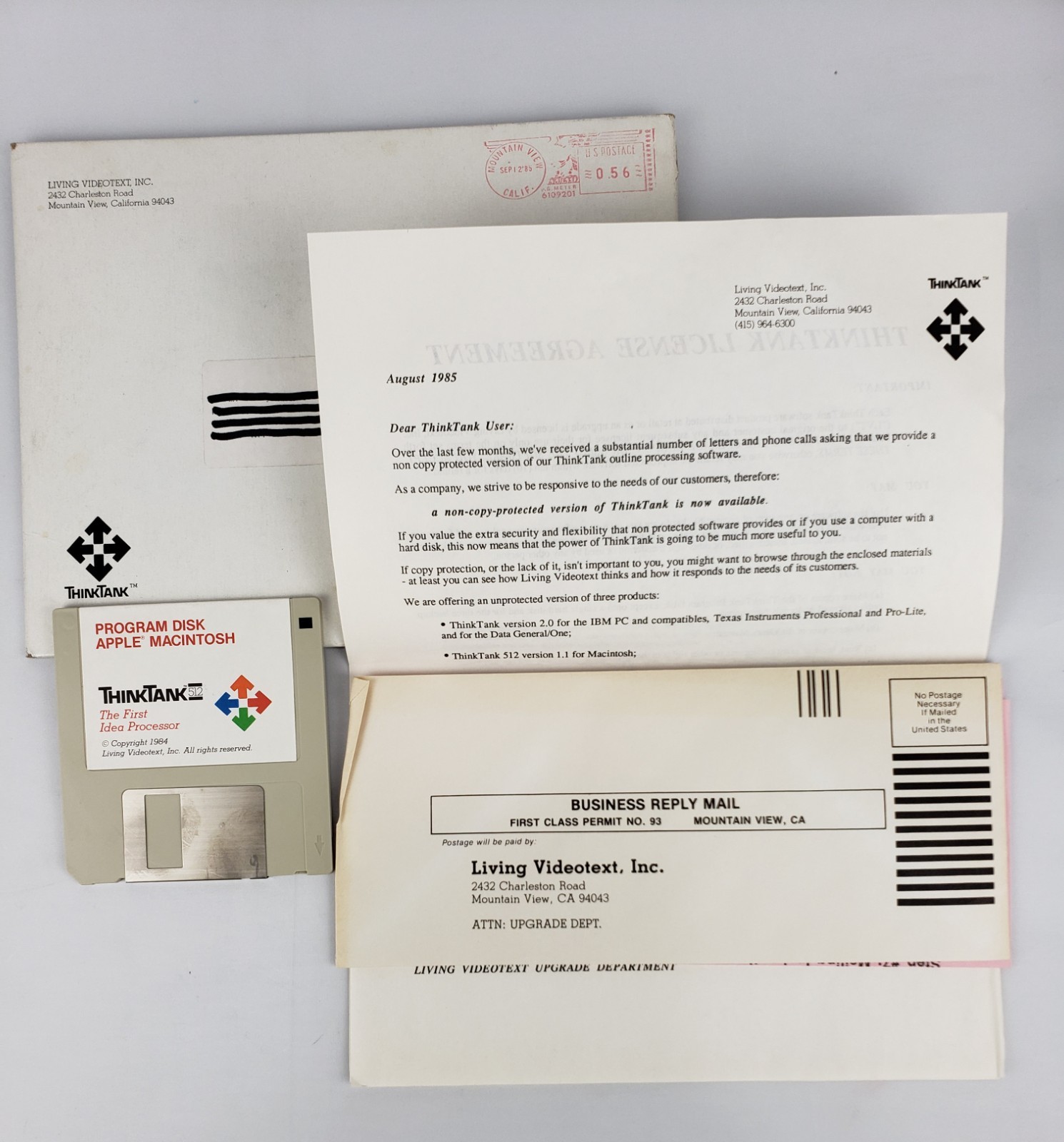ThinkTank Disk The First Idea Processor 1984 Living Videotext Apple MacIntosh