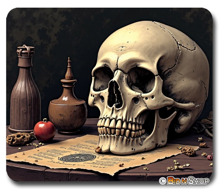 Ancient Gothic Skull Mouse Pad / PC Mousepad Skulls Raven Apothecary Witch Craft