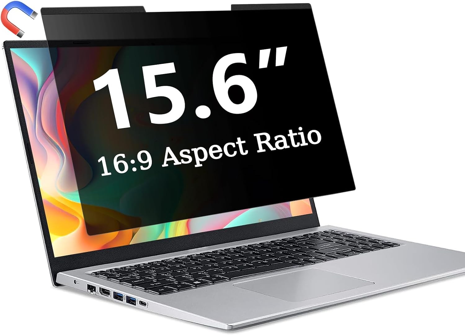 Magnetic Laptop Privacy Screen 15.6 Inch 16:9, Removable Privacy Filter, Anti Sp