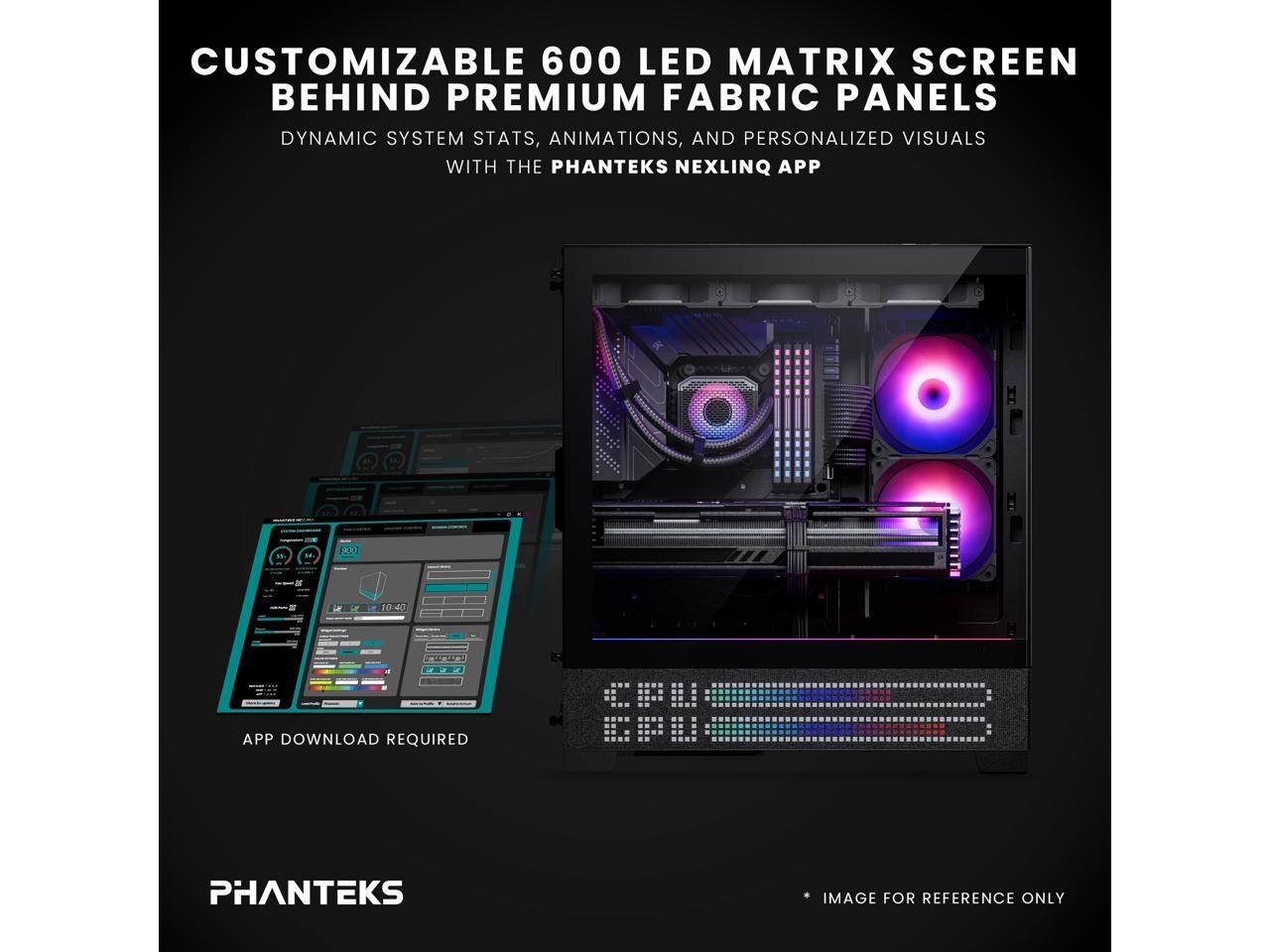 Phanteks XT View Matrix Mid-Tower ATX Gaming PC Case, 600-LED Matrix Display,